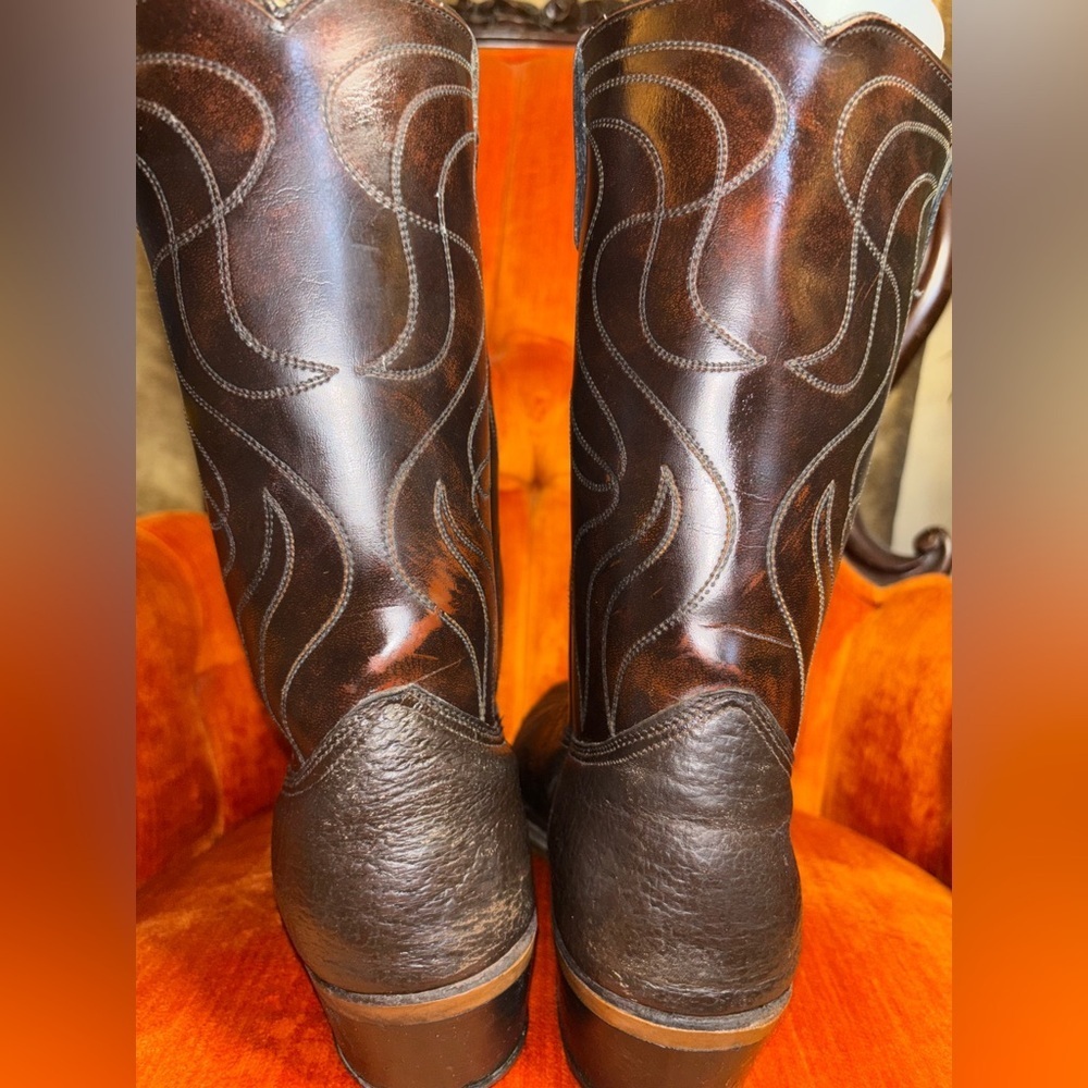 Vintage Rodeo Cowboy Boots pointed Toe Genuine Leather Western Brown 10.5 - Picture 7 of 10